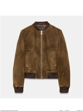 Leather suede bomber jacket